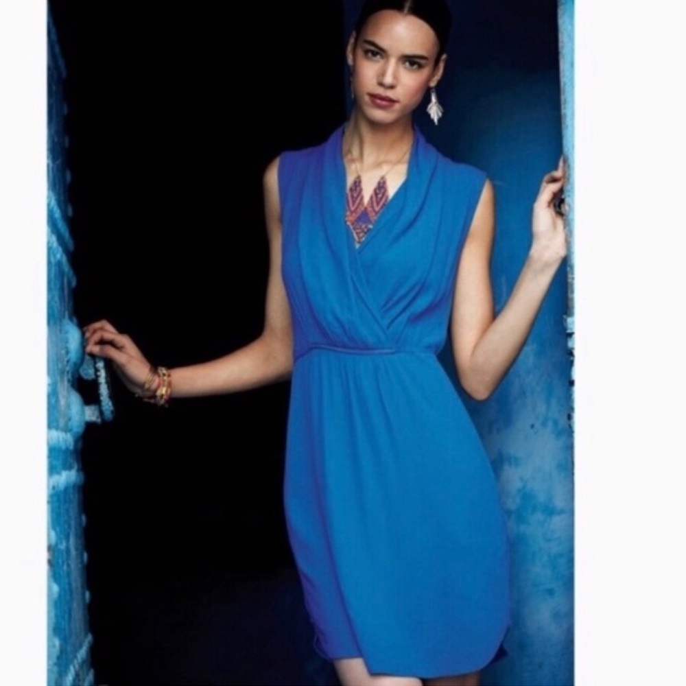 Anthropologie Maeve Blue Liban Shawl Faux Wrap Dress Women’s Size Small S